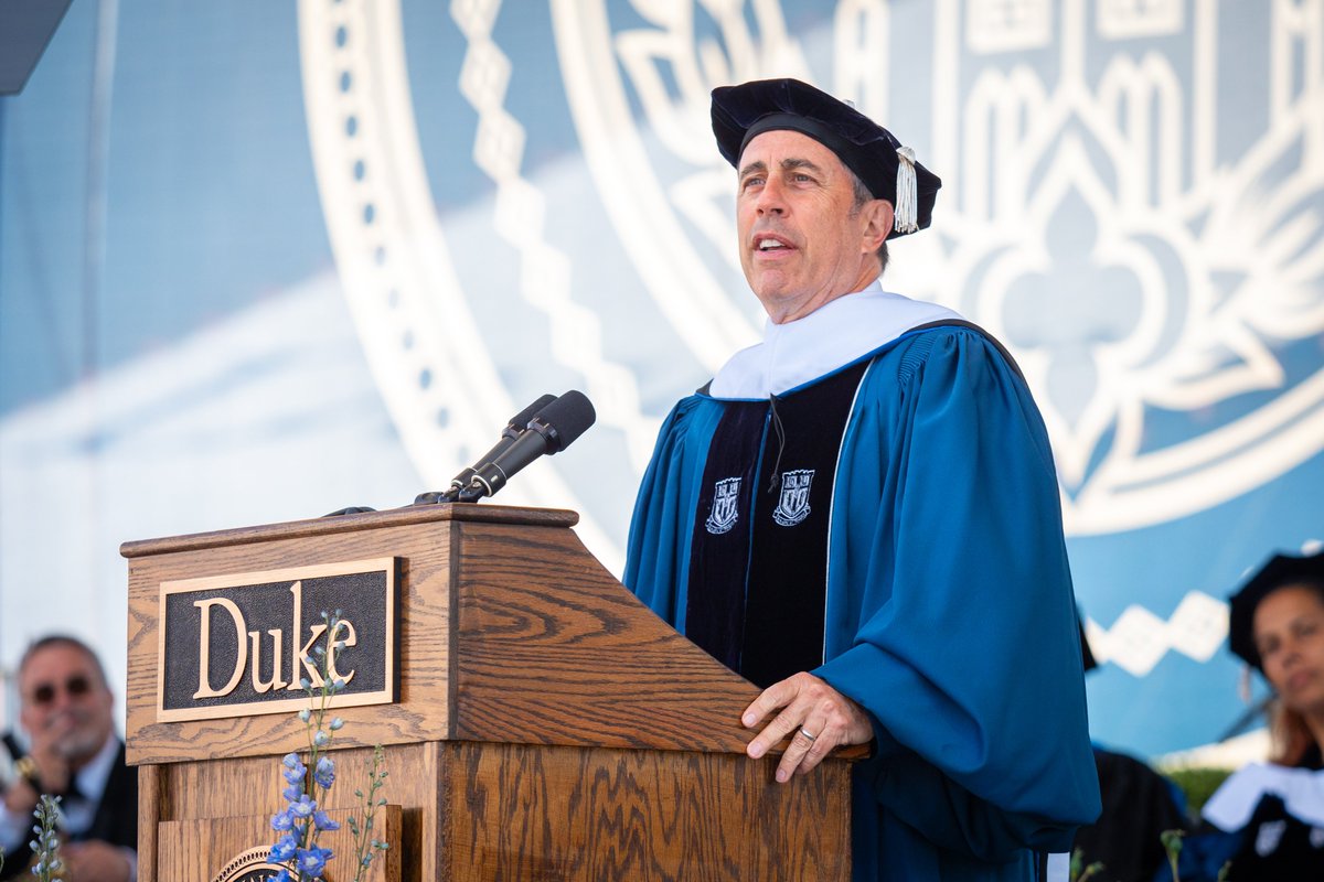 At the 2024 Commencement Ceremony, speaker Jerry Seinfeld urged graduates to navigate life with humor, calling it the "Stanley Cup water bottle on the brutal, long hike of life".  
View his full commencement address: youtu.be/76QV2SrSqgo?si…