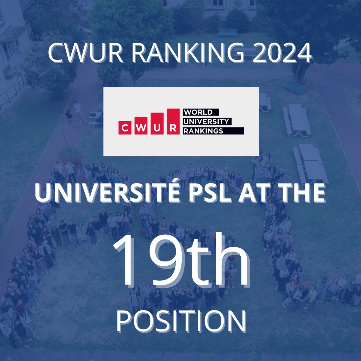 #CWUR2024 Ranked 19th out of nearly 21,000 international establishments, PSL affirms its presence in the world's Top 20 and its position as 1st French university in the Center for World University Rankings (#CWUR) 2024. More info 👉 psl.eu/en/news/univer…