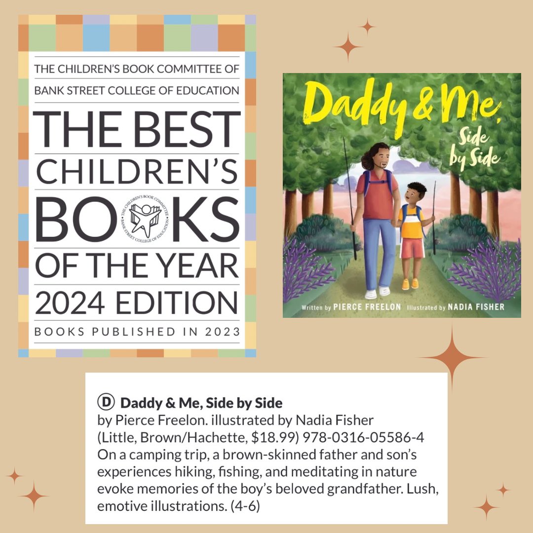 So honored that DADDY & ME, SIDE BY SIDE, written by @piercefreelon is one of #bankstreet’s books of the year! A huge thank you to the @bankstreetedu committee and the DADDY & ME team: Pierce Freelon, @farrinj , Erika Turner, Sasha Illingworth, and @Jemiscoe!