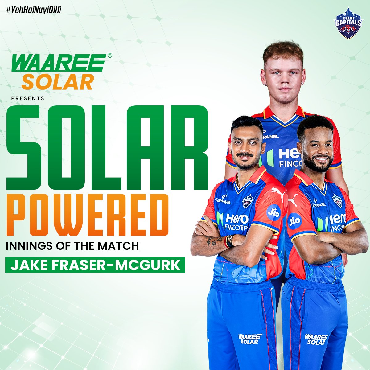 Jake Fraser-McGurk's quickfire innings was adjudged the @waareegroup Solar-Powered Innings of the Match 💯 #WaareeSolar