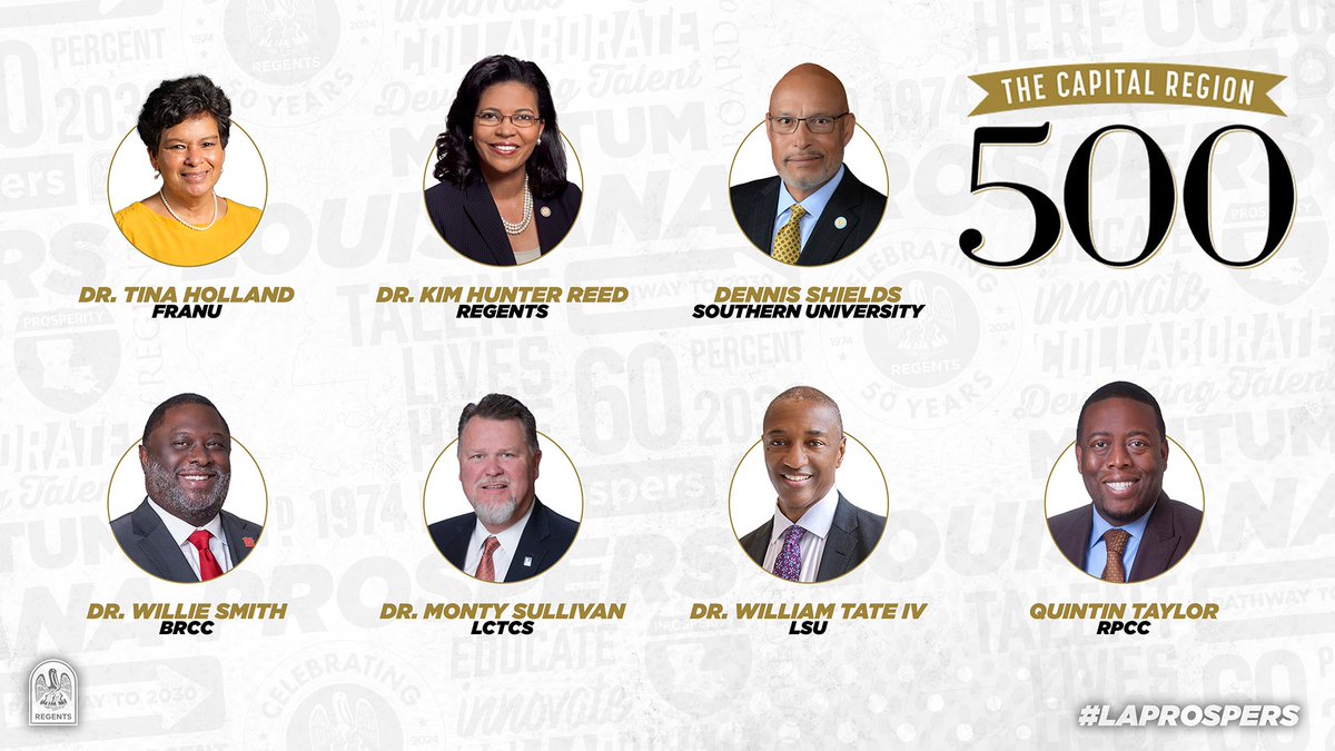 SEVEN of Louisiana's higher education leaders were named to the @brbizreport 2024 Capital Region 500 List! Dr. Tina Holland @KimHunterReed @SUSPrez @DrWillieESmith1 @LCTCSpresident @WFTate4 @taylorqd25 FULL LIST: issuu.com/batonrougebusi… #LaProspers #TalentLivesHere