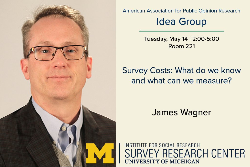 #AAPOR24 afternoon of short courses starts tomorrow at 2:00. Check out @jameswagner254's Idea Group: Survey Costs: What do we know and what can we measure? myumi.ch/zXZ6n