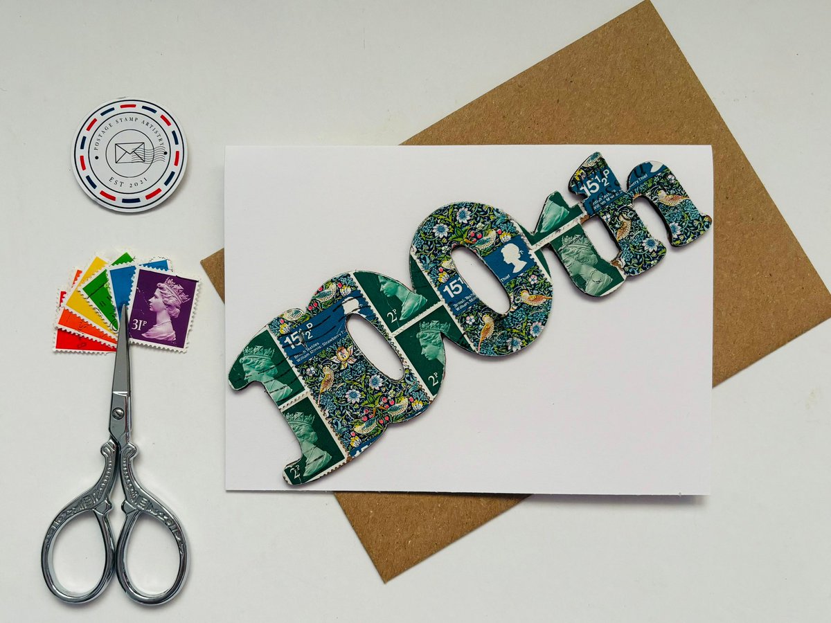 pstampartistry's tweet photo. New Listing - 100th Birthday Card 
https://t.co/8XlDW3P6aN
#100th #100thbirthday #100thcard #birthday #greetingcard #uniquecard #birthdaycard #postagestamps #postagestampsart #sbs #mhhsbd #craftbizparty https://t.co/OE92xL4X84
