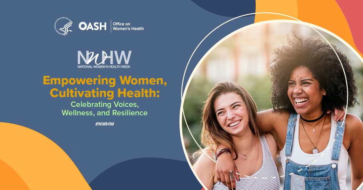 Happy National Women’s Health Week! This year’s theme, “Empowering Women, Cultivating Health: Celebrating Voices, Wellness, and Resilience,” helps women across the lifespan to feel empowered in their health journey. Learn more from @womenshealth. #NWHW womenshealth.gov/nwhw