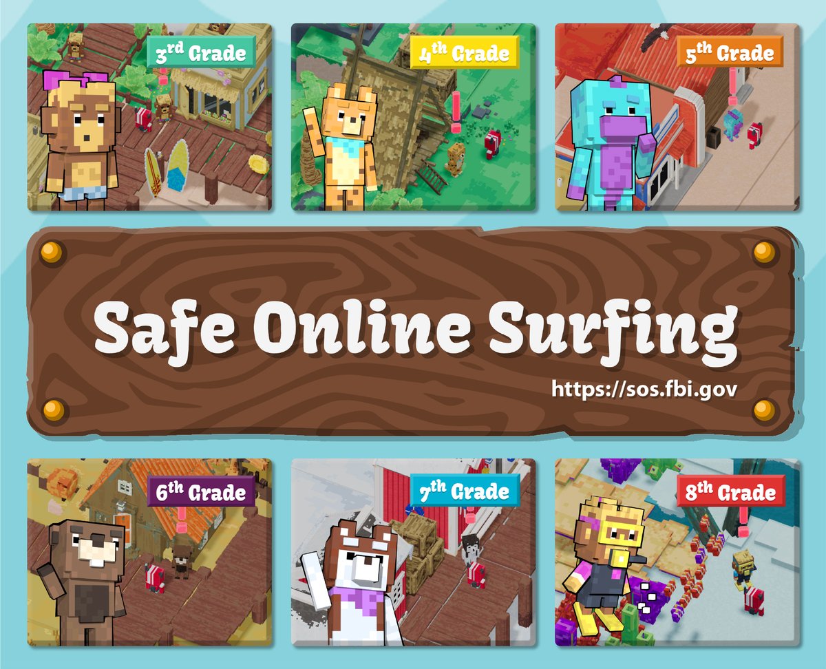 The #FBI's Safe Online Surfing (SOS) program teaches students in grades 3 to 8 how to navigate the web safely. The age-appropriate lessons and games cover topics like protecting personal information to avoiding malware. Learn more at: fbi.gov/how-we-can-hel…