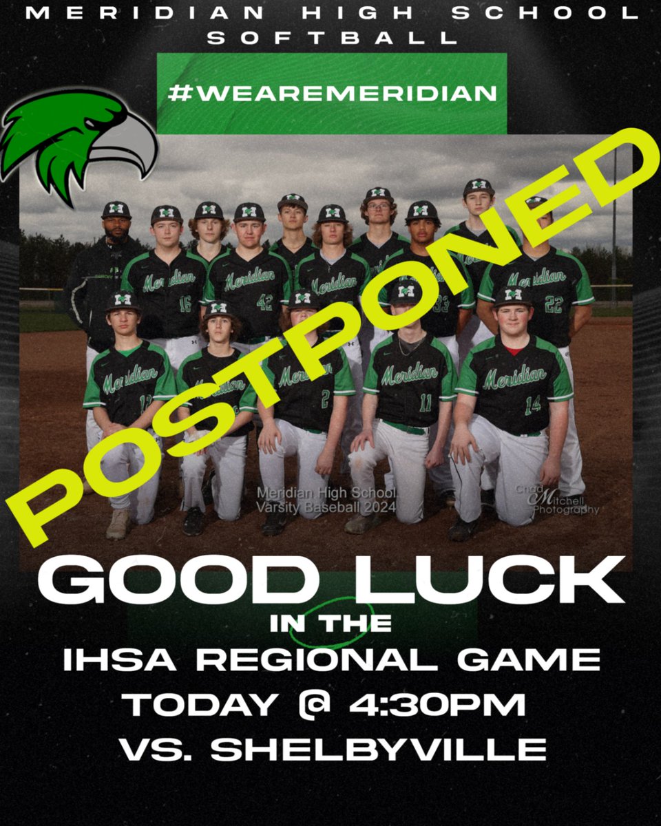 The baseball game today has been postponed due to poor field condition. We will attempt to play the game tomorrow at Shelbyville at 4:30pm.