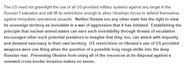 Neither Russia nor any other state has the right to view its sovereign territory as inviolable in a war of aggression it initiated. ⬇️