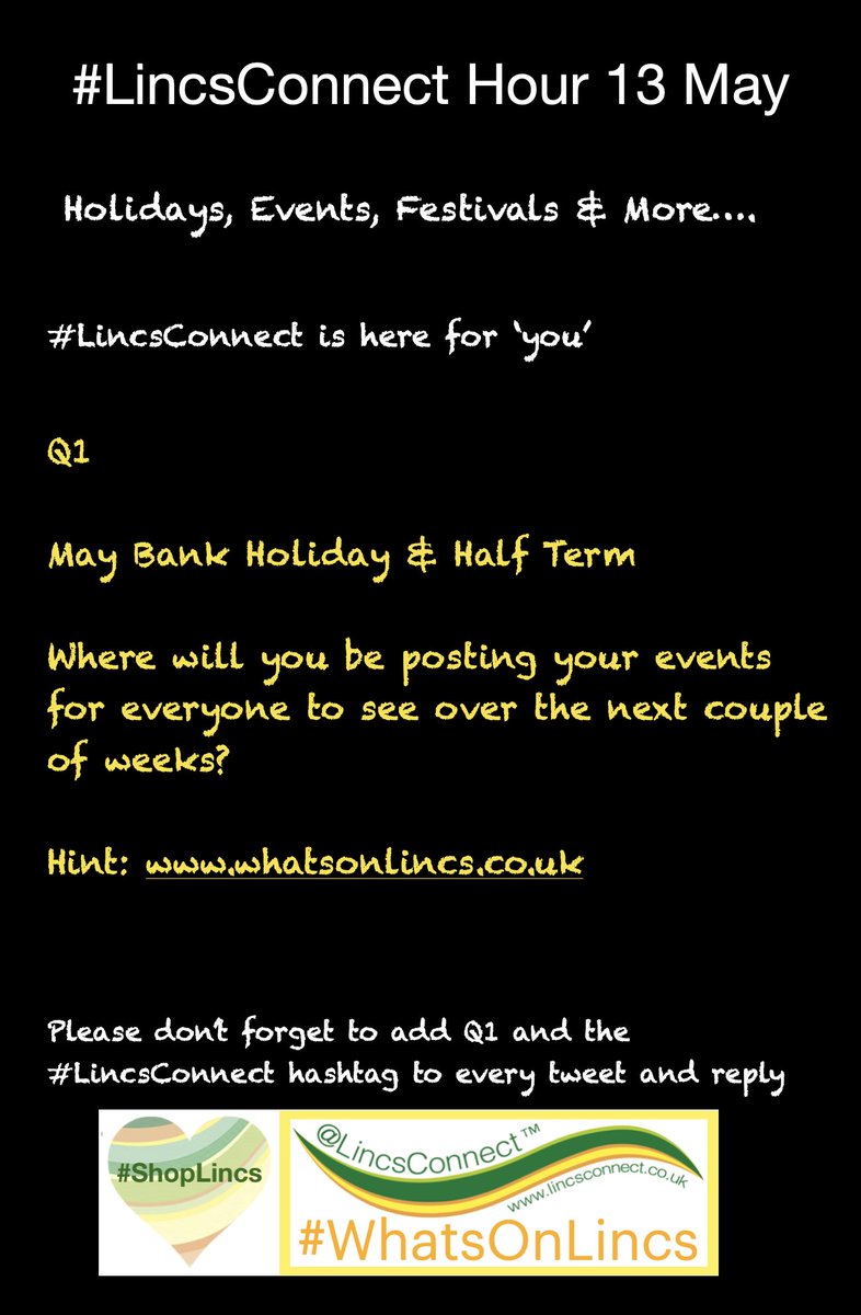 Question 1

Please don't forget to add Q1 and the #LincsConnect hashtag to every post and reply
