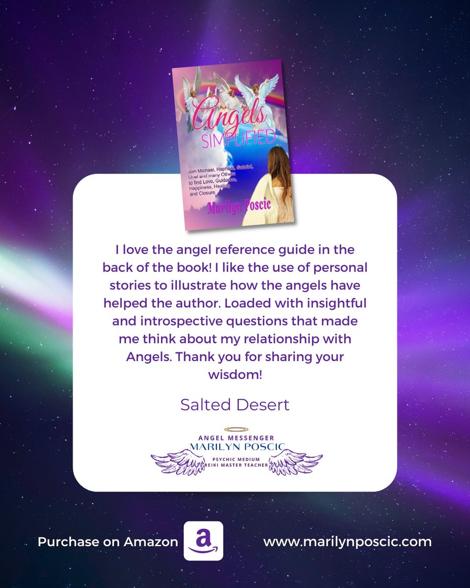 A must-read for Angel enthusiasts! 
.
Find this book at: bit.ly/3TRzuLE
For additional information, visit: bit.ly/InAngelM
.
#angels #AngelsSimplified #angelsbook #spirituality #marilynposcic #writer #author #psychic #bookwriter #ArcAngelMichael #ArcAngelRaphael