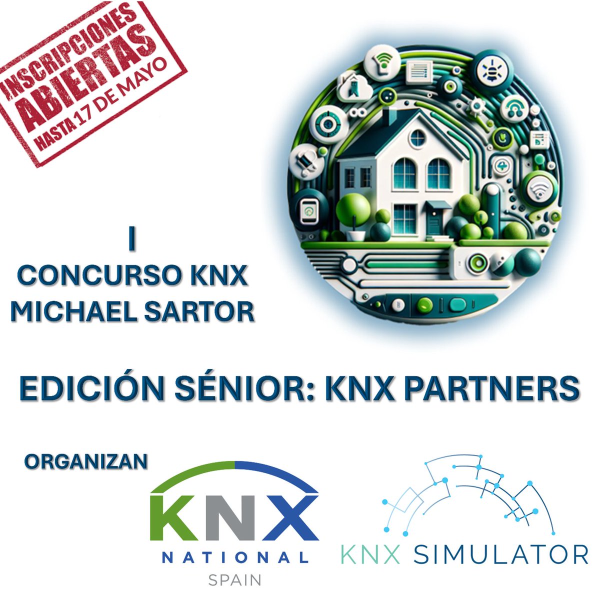 ¡S𝐞𝐦𝐚𝐧𝐚 𝐝𝐞 𝐢𝐧𝐬𝐜𝐫𝐢𝐩𝐜𝐢𝐨𝐧𝐞𝐬!
📢𝐀𝐭𝐞𝐧𝐜𝐢𝐨́𝐧 𝐊𝐍𝐗 𝐏𝐚𝐫𝐭𝐧𝐞𝐫𝐬 𝐝𝐞 𝐄𝐬𝐩𝐚𝐧̃𝐚.
Participa en 𝟏ª 𝐄𝐝𝐢𝐜𝐢𝐨́𝐧 𝐝𝐞𝐥 𝐂𝐨𝐧𝐜𝐮𝐫𝐬𝐨 𝐊𝐍𝐗 𝐌𝐢𝐜𝐡𝐚𝐞𝐥 𝐒𝐚𝐫𝐭𝐨𝐫 
Inscríbete👉tinyurl.com/58x49d6e
Más info👉 encr.pw/pJAIL
#KNX