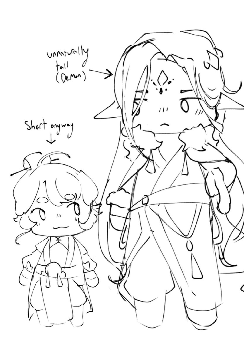 Think moshang is best when they have some sort of insane height difference like this I’m jst saying [chibi doodle I did last month teehee]

#svsss #moshang