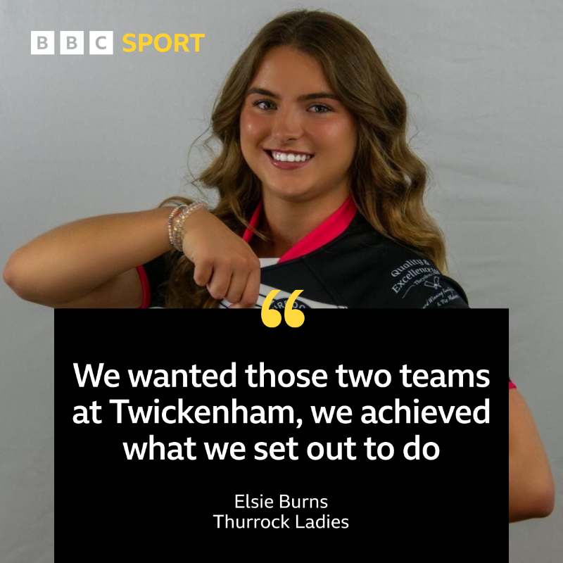 BBCEssexSport's tweet photo. LISTEN 🏉

@thurrockladies players Hannah Thornhill and Elsie Burns reflect on two finals at Twickenham Stadium.

The T-Birds first team lost 42-10 to Cheltenham in the Women's Championship final. The second team won 36-14 against Sheffield to claim the Junior Cup.