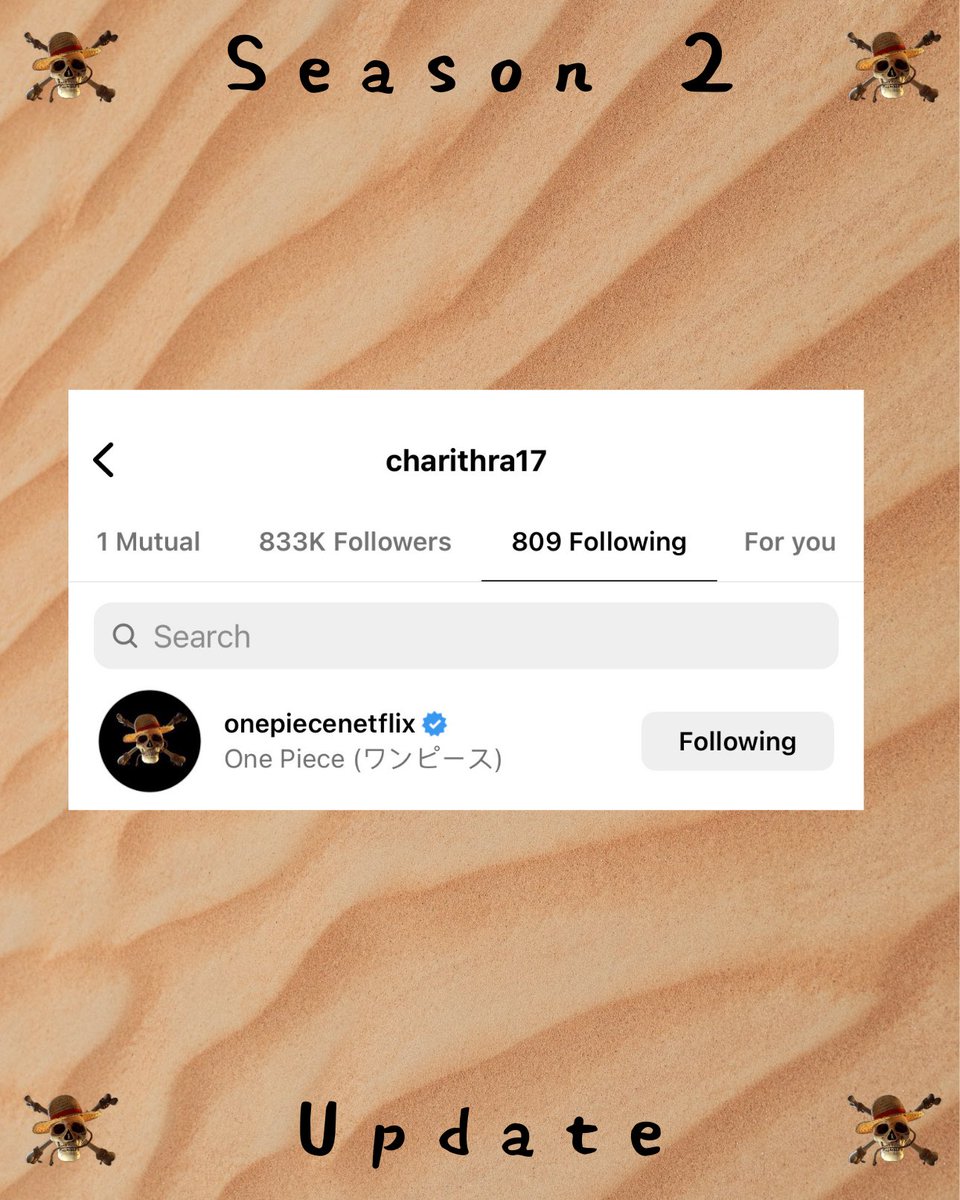 Charithra Chandran just recently started following @onepiecenetflix 👀