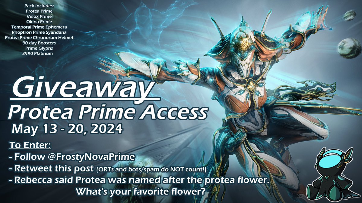 Protea Prime Access giveaway 🕑provided by Digital Extremes

Follow the instructions on the image to enter! 

Winner will be chosen on May 20, 2024. Good luck!