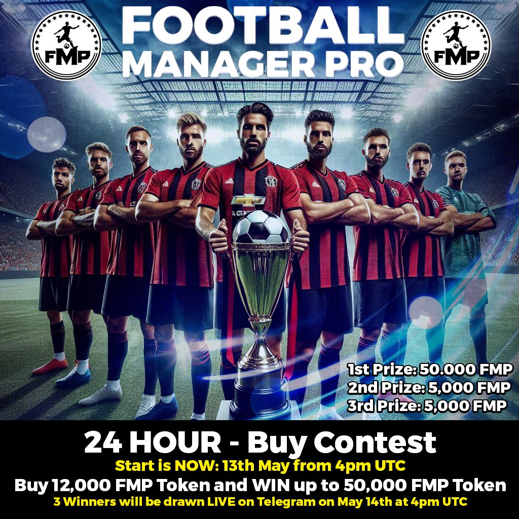 fmptoken's tweet photo. 24 HOUR - Buy Contest
⏰End: 14th May, 4pm UTC
Buy >12,000 FMP Tokens and WIN 50,000 FMP Tokens
3 winners will be drawn LIVE on Telegram (https://t.co/l9Uo6zb6wu) on May 14th at 4pm UTC
Contract: 0x506087ebcf1cd7f305ae2b662dc27861caccefc2
#fmptoken #football #gaming #Giveaways https://t.co/8tpQbM7yVF