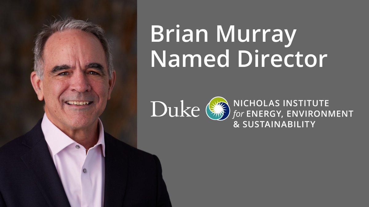 Following a national search, Duke University faculty member Brian Murray has been appointed to a five-year term as director of the Nicholas Institute for Energy, Environment & Sustainability. Learn more: today.duke.edu/2024/05/brian-…