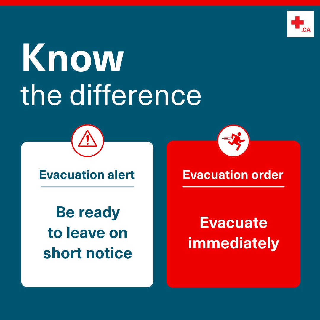 With active #wildfires happening in various provinces, make sure you know the difference between: 1. An evacuation alert 2. An evacuation order More information: brnw.ch/21wJJWd