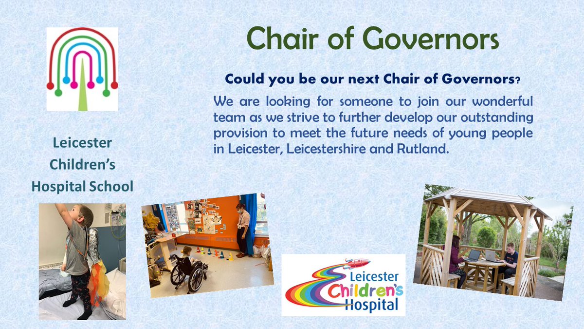 Stephen Deadman (@stephendeadman1) on Twitter photo <a href="/HospitalSchoolL/">Children's Hospital School Leicester</a> is looking for a Chair of Governors. We've a strong governing body praised by OFSTED. We are ambitious in our aim to remain an outstanding & outward looking school. For more info or how to apply contact me or email clerk@childrenshospitalschool.leicester.sch.uk <a href="/HospitalSchoolL/">Children's Hospital School Leicester</a> is looking for a Chair of Governors. We've a strong governing body praised by OFSTED. We are ambitious in our aim to remain an outstanding & outward looking school. For more info or how to apply contact me or email clerk@childrenshospitalschool.leicester.sch.uk