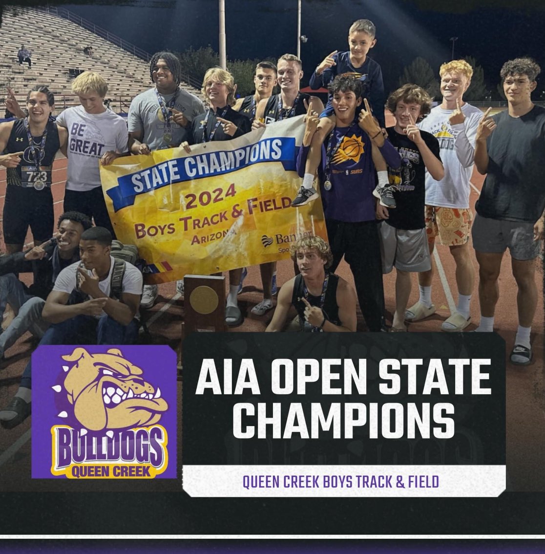 QCBulldogs's tweet photo. Congratulations to our Boys Track team who brought home the open division State Championship! #bulldogproud #qcleads #championmentality https://t.co/9VcvylgkGG