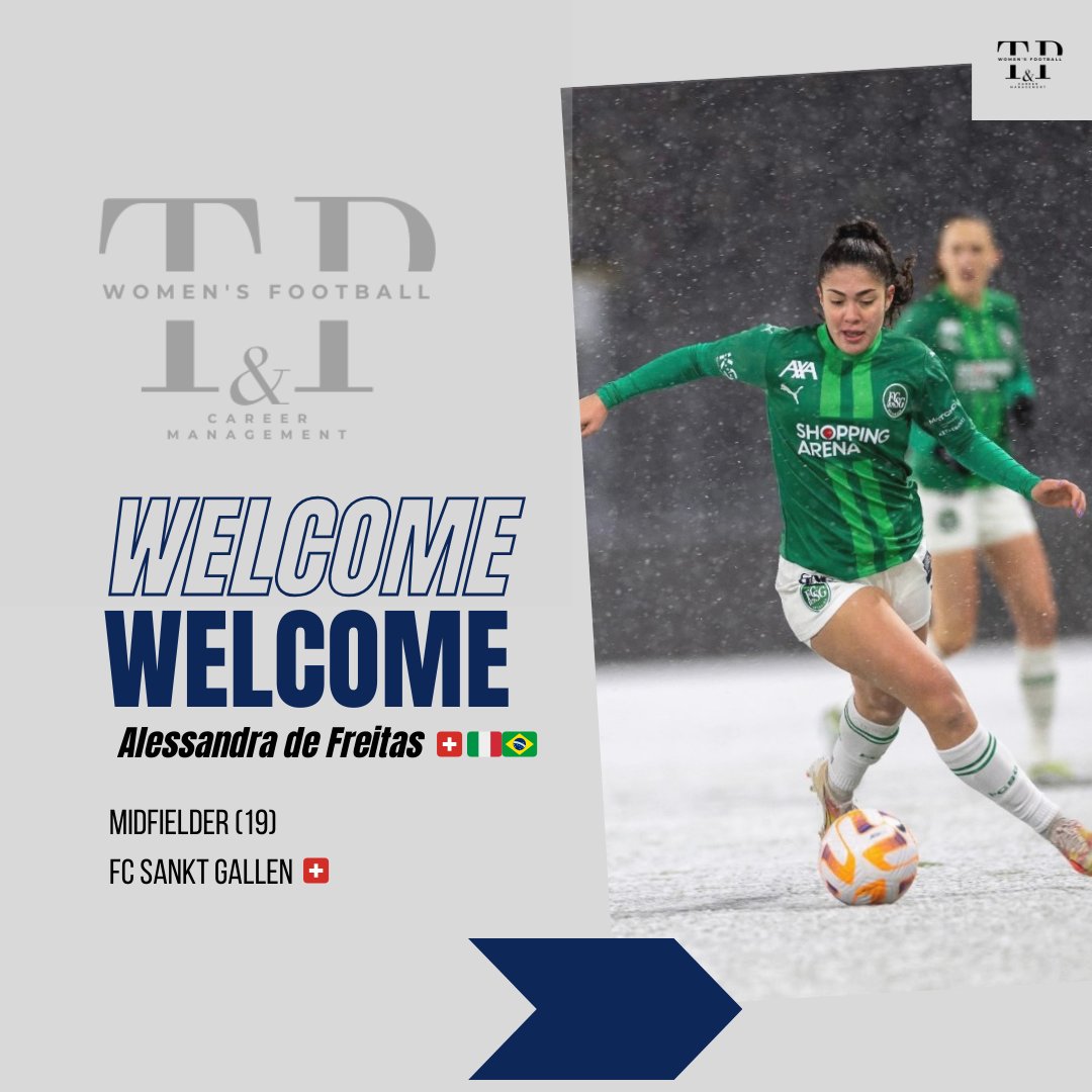 @aledefreitas2 talented young 🇨🇭🇮🇹🇧🇷 midfielder joins @tedeschi_e_partners_management ✨✔️✍️
Alessandra is playing this season for 🇨🇭side @fc_st.gallen1879 
Welcome Alessandra! 🍀⚽
.
.
#strongertogether with #tedeschiepartners