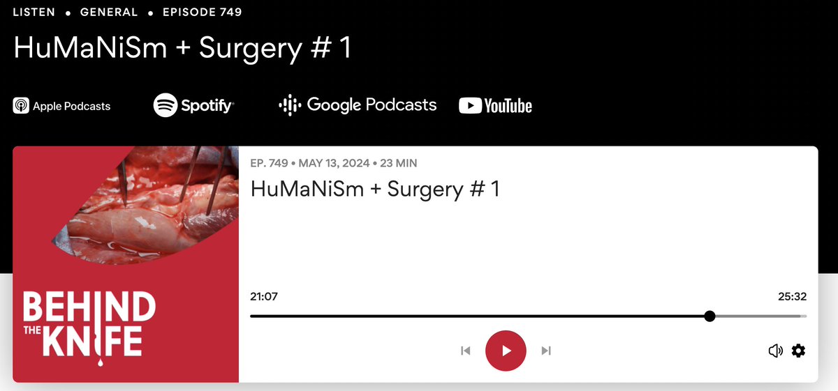HuMaNiSm + Surgery # 1 Like @NPR StoryCorps, but for surgery! Join @georgoff, @DukeSurgery @DukeSurgRes Dr. Tamara Fitzgerald, & Master Surgeon Dr. Theordore Pappas for some real talk. 🎧app.behindtheknife.org/podcast/humani…🎧 Don't forget! We have transcripts for every episode & lots of