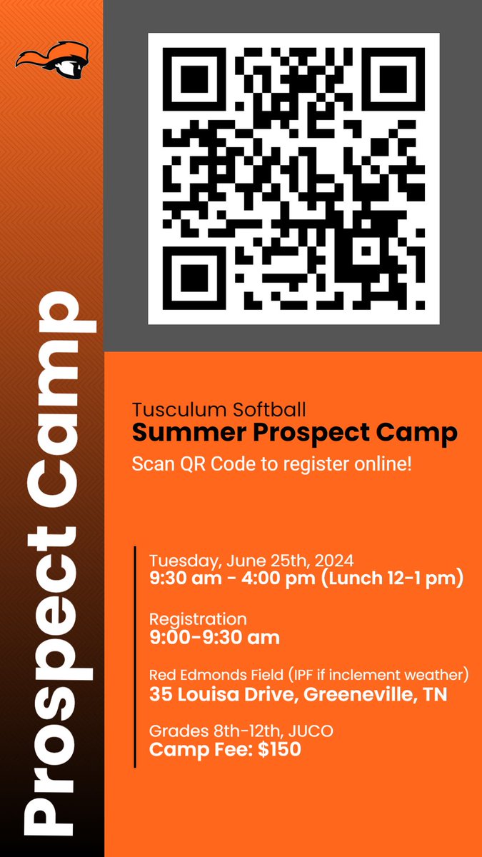 Future Pioneers, we look forward to seeing you this summer! 🥎

Prospect Camp 1 ⬇️ (scan QR code to reserve your spot)