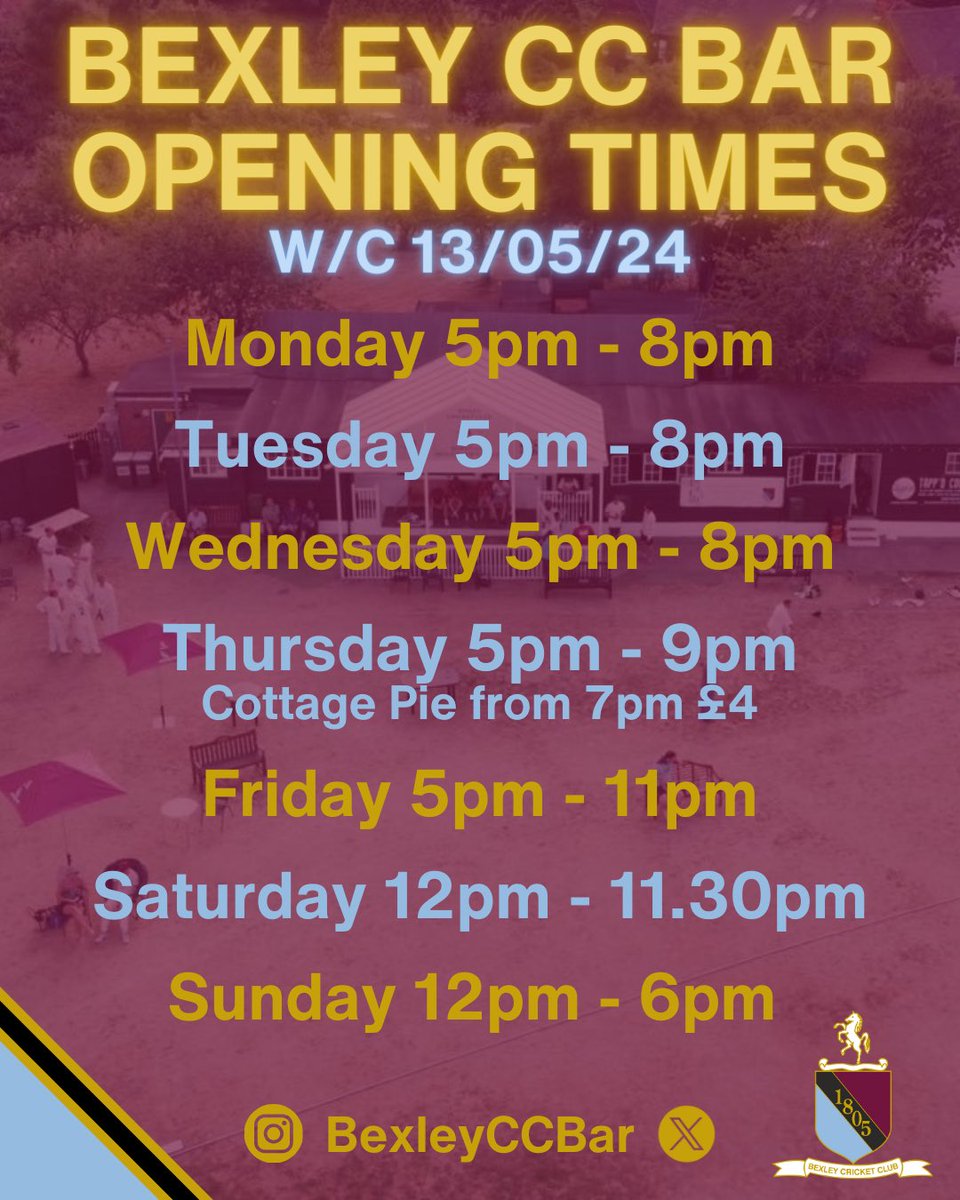 This weeks opening times