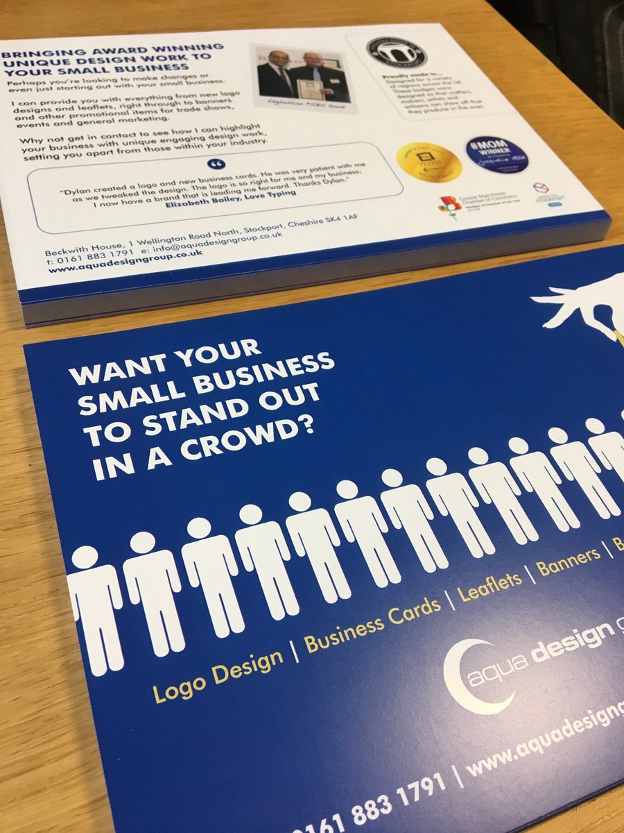 AquaDesignGroup's tweet photo. Want to promote your #smallbusiess products and services? Come and have a chat about #leaflets and more 😊 #Branding #Marketing #SBS #BizBubble #SmartSocial #Stockport #CreativeBizHour https://t.co/RhlnMTt4VE https://t.co/FP9lQ6Z0Pn