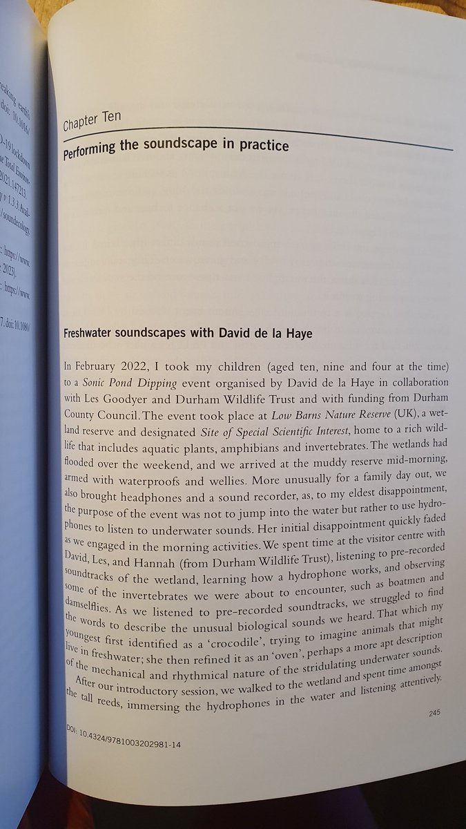Pleased to be "Chapter 10" in <a href="/UsueRuiz/">Usue Ruiz Arana</a> new book, Urban Soundscapes, launched today at <a href="/UniofNewcastle/">Newcastle University</a>! 

Also pleased to have worn colour matching salmon pink trousers. 

#soundscape #pond <a href="/NCLcreativearts/">CreativeArts@NCLUni</a>