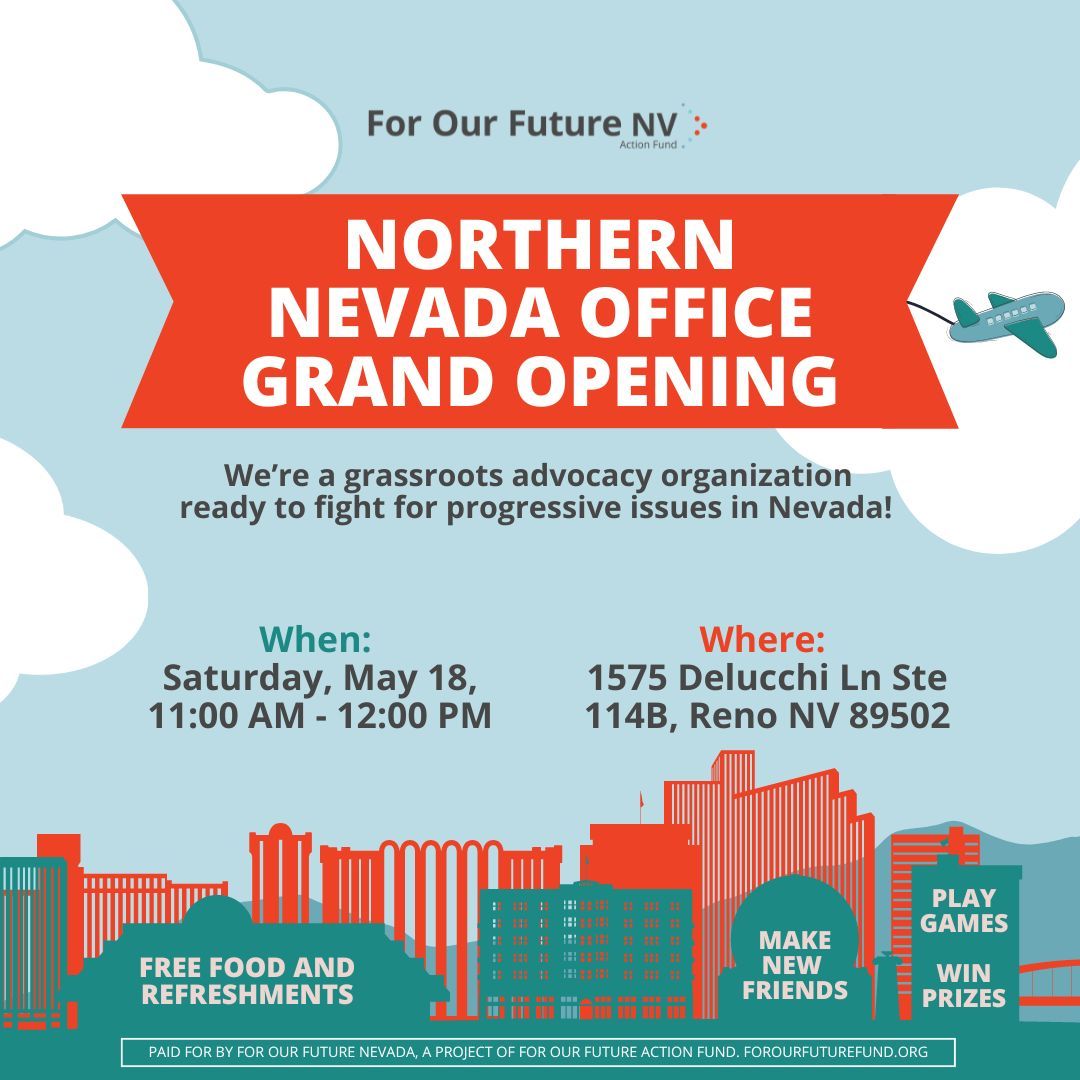Join us as we celebrate the launch of a new space dedicated to promoting progressive values and making a positive impact on the community. Let's work together to defend democracy and fight for progress! fofnevada.org/GrandOpening