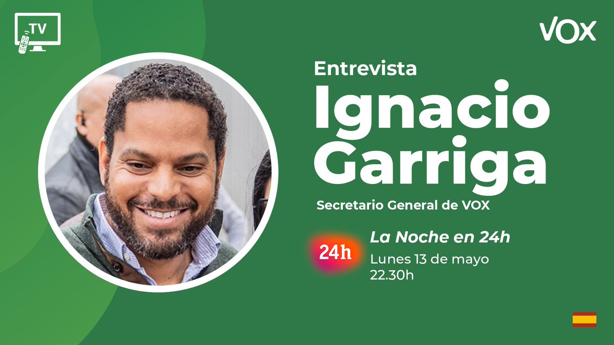 📺 Esta noche @Igarrigavaz estará en “El Gato al Agua” de El Toro TV y en “La Noche en 24h”. 📅 Lunes 13 de mayo ⏰ A partir de las 21.55h ¡No te lo pierdas!