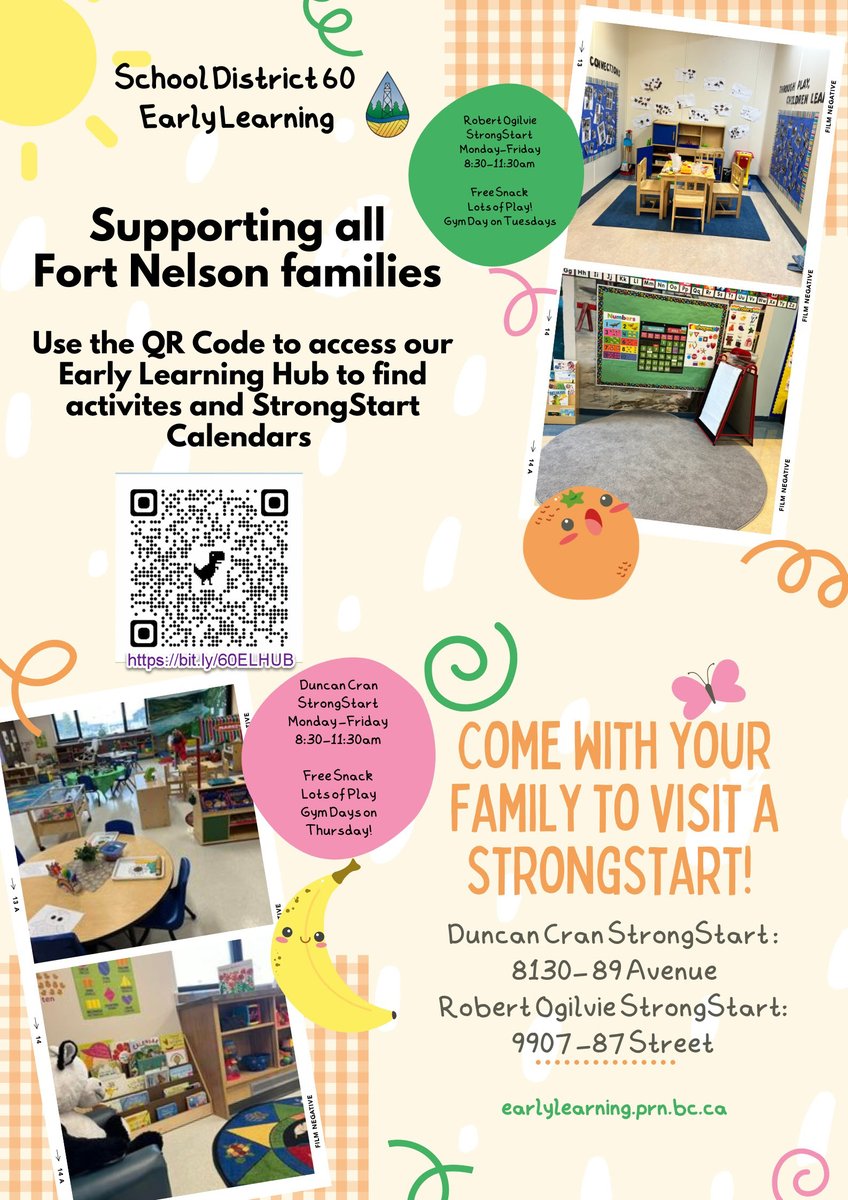 sd60's tweet photo. Our Early Learning team would like to let Fort Nelson families know they are welcome to join at either of our StrongStarts. Please see the link for more information https://t.co/m1YAZV0mOi
#sd60 #sd81 https://t.co/JlRBxyU6zE