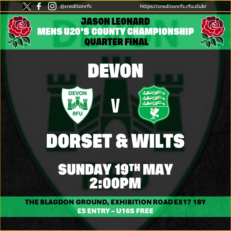 Crediton RFC (@creditonrfc) on Twitter photo It's our pleasure to host the ๐ ๐๐ก๐ฆ ๐จ๐ฎ๐ฌ'๐ฆ ๐๐ข๐จ๐ก๐ง๐ฌ ๐๐๐๐ ๐ฃ๐๐ข๐ก๐ฆ๐๐๐ฃ ๐ค๐จ๐๐ฅ๐ง๐๐ฅ ๐๐๐ก๐๐
<a href="/DevonRFU/">Devon RFU</a> v <a href="/DorsetWiltsRFU/">Dorset & Wilts RFU</a>
Sunday 19th May - 2:00KO
ยฃ5 Entry (U16s free)
#kirton #blackandamber ๐ค๐ #onebigclub #GreenandWhite ๐๐ค#winningingreen <a href="/swsportsnews/">South West Sports News</a> It's our pleasure to host the ๐ ๐๐ก๐ฆ ๐จ๐ฎ๐ฌ'๐ฆ ๐๐ข๐จ๐ก๐ง๐ฌ ๐๐๐๐ ๐ฃ๐๐ข๐ก๐ฆ๐๐๐ฃ ๐ค๐จ๐๐ฅ๐ง๐๐ฅ ๐๐๐ก๐๐
<a href="/DevonRFU/">Devon RFU</a> v <a href="/DorsetWiltsRFU/">Dorset & Wilts RFU</a>
Sunday 19th May - 2:00KO
ยฃ5 Entry (U16s free)
#kirton #blackandamber ๐ค๐ #onebigclub #GreenandWhite ๐๐ค#winningingreen <a href="/swsportsnews/">South West Sports News</a>