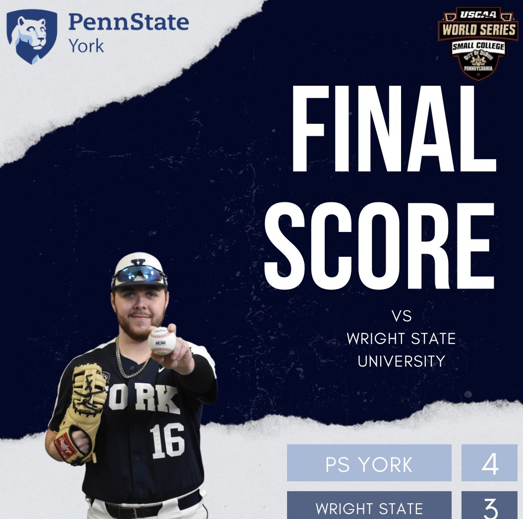 PSYorkAthletics's tweet photo. FINAL | BASEBALL | Penn State York 4, Wright State University 3 https://t.co/En2zdRR4tT