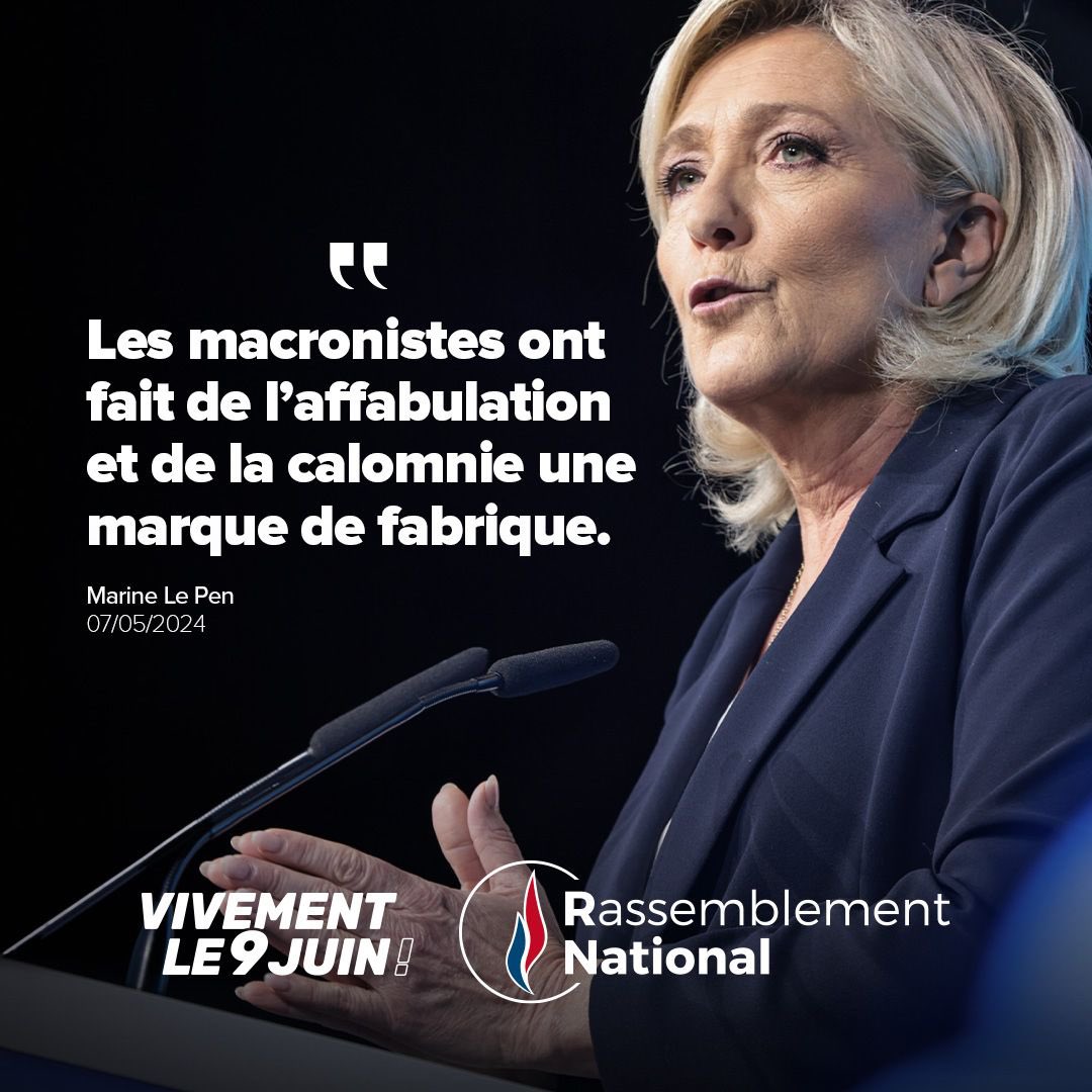 🔵 Plutôt que de faire profil bas et d’assumer leur bilan catastrophique devant les Français, les macronistes décident de faire une campagne de dénigrement, cherchant à susciter la peur avec des accusations ridicules contre le RN ! #VivementLe9Juin pour les sanctionner !