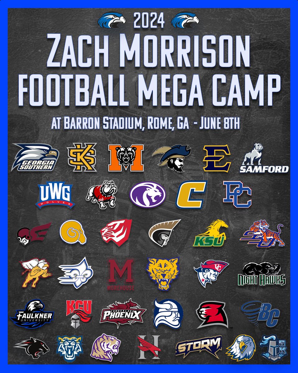 Schools added! June 8th at Barron Stadium! Come and COMPETE! Continuing the build, “Brick by Brick” #HawkNation …hmorrisonfootballcamps.totalcamps.com