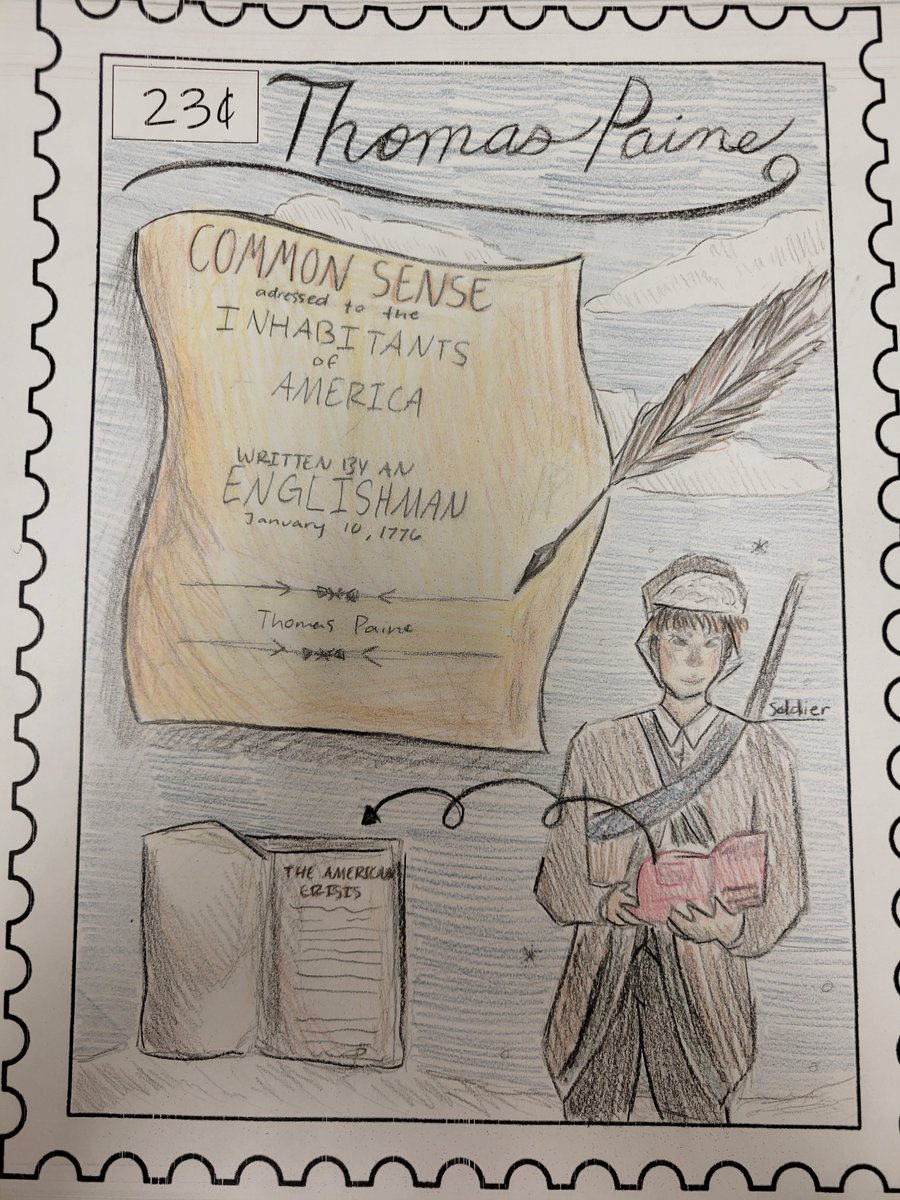 Tollen16's tweet photo. My 8th graders created Commemorative Stamps for a US History topic. They had to explain their images and why that topic was significant. #historyandart
@nisdmsss @JordanNISD https://t.co/tmgivB7cDt