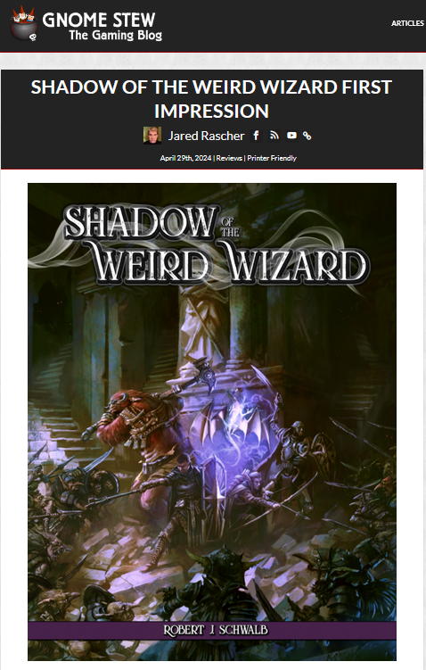 ThePiazzaForum's tweet photo. Thinking of buying Shadow of the Weird Wizard, but not sure?:
https://t.co/awHRWxqK0G

Tim Baker found this review by Jared Rascher of the @gnomestew blog. Have a read and let us know if Jared's article helped you decide. https://t.co/4lYaBhiqqN