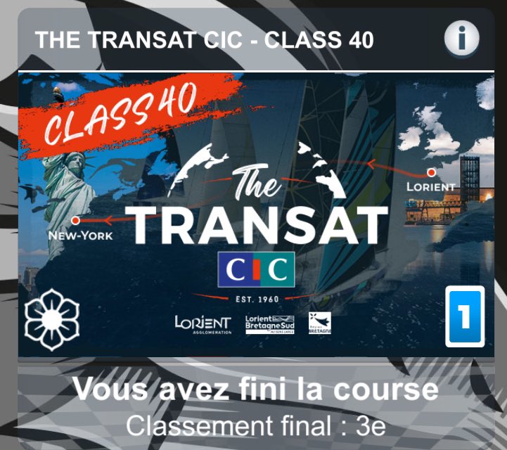 Deux podiums sur <a href="/The_Transat_CIC/">The Transat CIC</a> by <a href="/VirtualRegatta/">Virtual Regatta</a>. 2e en catégorie vintage (Olympus) et 3e en catégorie Class40.