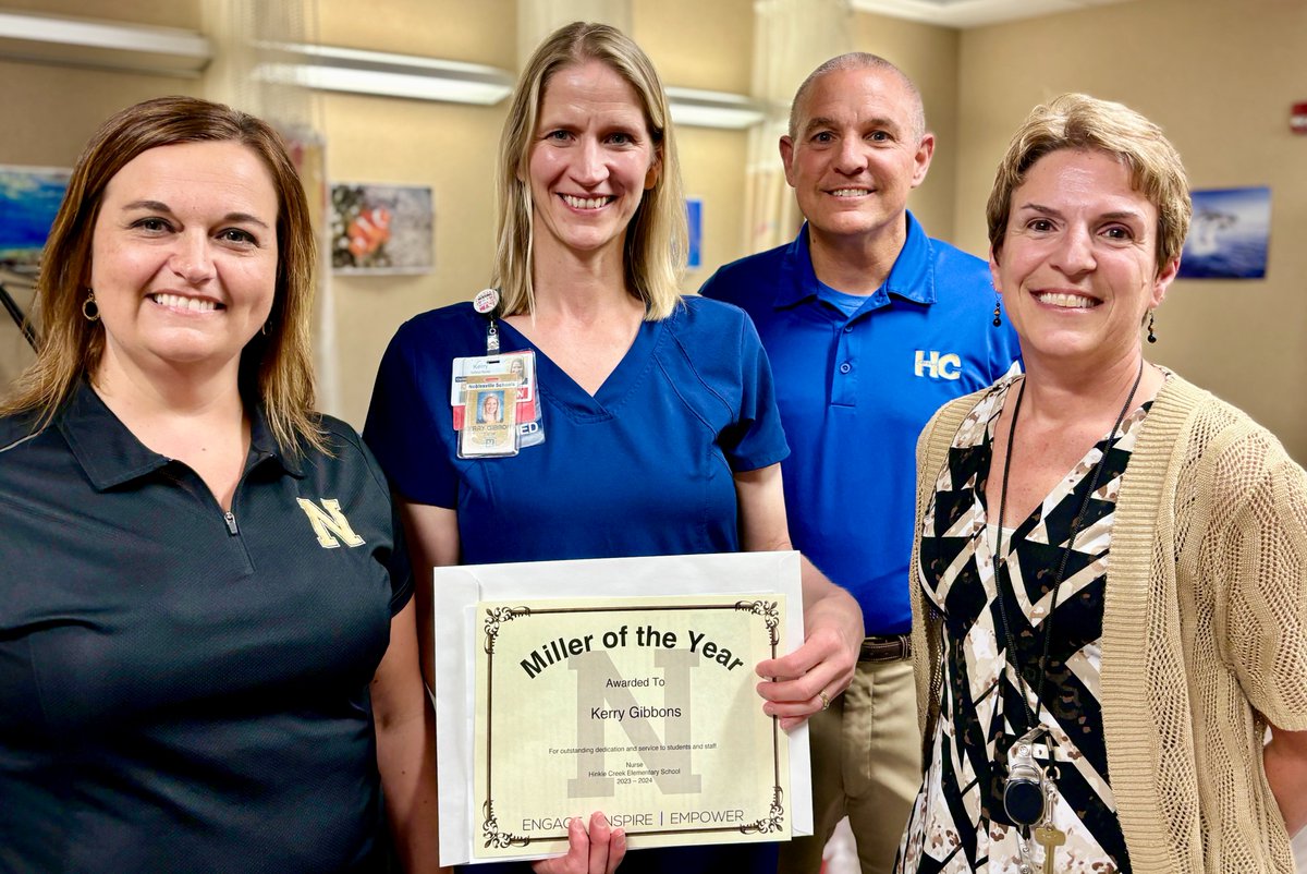 This week we're celebrating our school nurses and recognizing Kerry Gibbons from Hinkle Creek as our final Miller of the Year award winner for support staff! Known for her calm demeanor, listening skills and kindness, Kerry is dedicated to her Hinkle students. Congratulations!