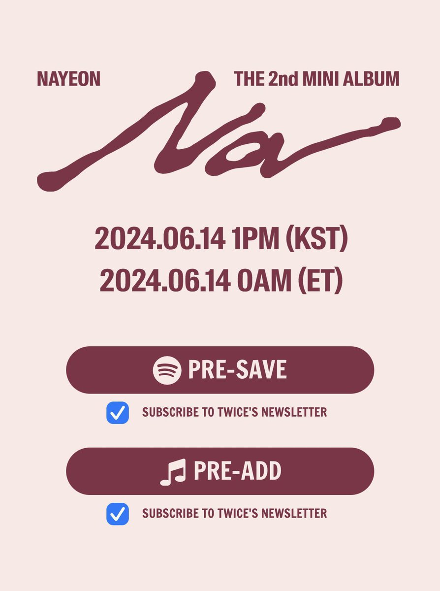 92_petulnia's tweet photo. 🚨ONCES!🚨
'NA', 2° mini-álbum da #NAYEON já está disponível para o pré-save no Spotify e Apple Music. Façam o pré-save de '#NA' abaixo:
🔗 https://t.co/yH2GqU0yqZ
NAYEON 2ND ALBUM OUT SOON
#NayeonSummer #NA_Timetable
@JYPETWICE https://t.co/iw5PDt3IJJ