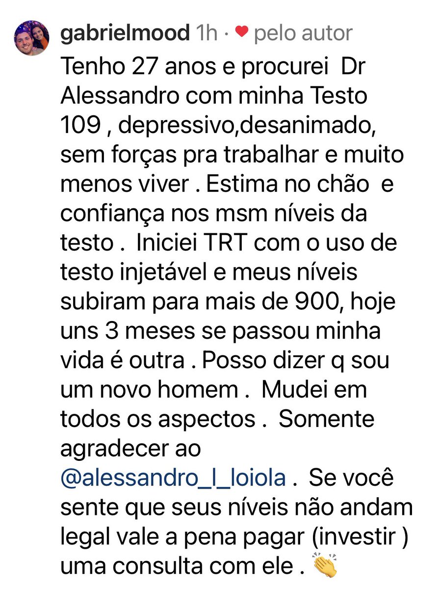 TESTEMUNHOS 🙏🏻👊🏻🚀 Para mais informações sobre Terapia de Otimização de Testosterona, favor entrar em contato com minha equipe pelo whats api.whatsapp.com/send?phone=556…