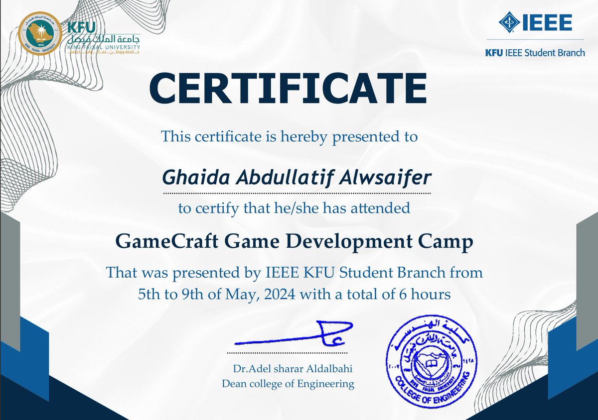 galwsaifer's tweet photo. 5 أيام ممتعة جــدًا في مجال تطوير الألعاب وتصميمها
استكشفت فيها عالم جديد رهيييب👾🌟

و طبعًا افضل نادي هندسه بالكوكب ما يقدم الا كل شي مبهر!✨ 

@KFUIEEE 
#IEEE_GameCraft https://t.co/GD8P2kmKRy