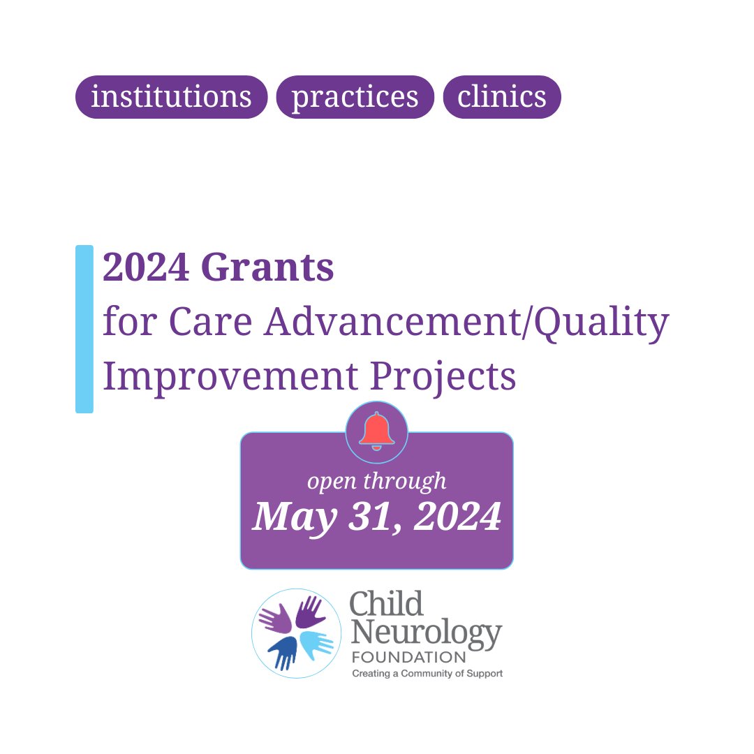 Elevate your quality improvement projects with a $26K Care Advancement Grant from the Child Neurology Foundation, in partnership with Jazz Pharmaceuticals. Focusing on Care Coordination or Transition of Care? Apply Now: surveymonkey.com/r/QIGrants-24 #childneurology #grants