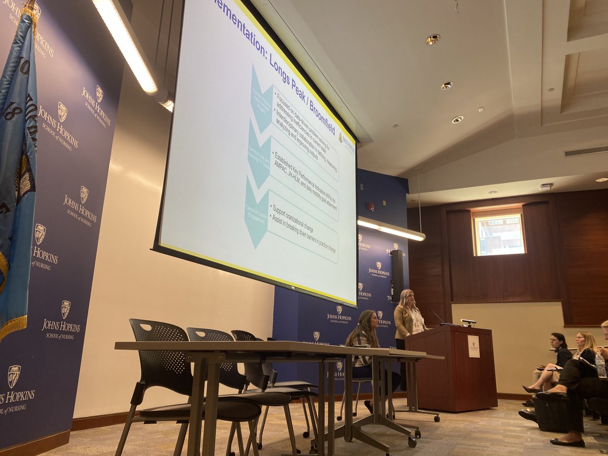 Such a pleasure to have Kaylee Skidmore, Director of Inpatient Rehab Operations at @uchealth and Alyse Hollis Grantham, Performance Improvement Engineer at @ololhealth present during the JH-AMP 8-Step Framework: Step 7-Data Feedback session at this year's #HopkinsAMP conference!