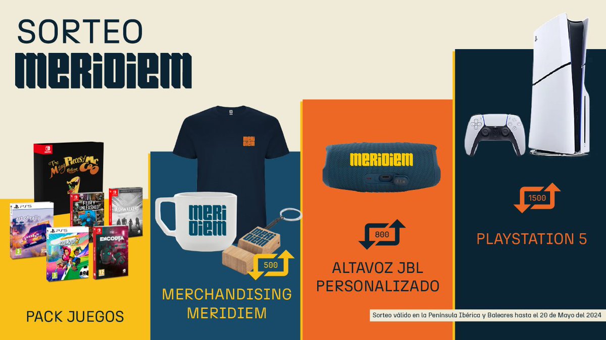 🎂SORTEO 10º Aniversario🎂 Consigue este SUPERPACK con Juegos, Merchan exclusivo, Altavoz bluetooth y una PlayStation 5 🎂 RT Post  🎂 Comenta con #10Meridiem nombrando un amig@ con quien NO compartirías el premio 😏 🎂 Seguir @MeridiemGames Normas en el próximo post 👇