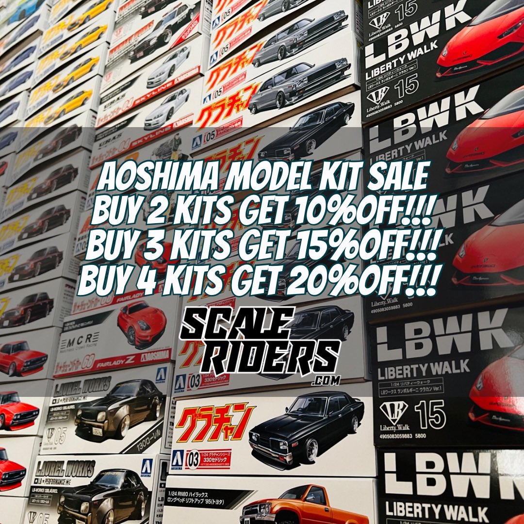 ‼️Aoshima Model Kit Sale‼️ No code needed just add desired qty to cart. Stock up and Save. 

Scaleriders.com
#scaleriders #hobbytools #modeltools #gunplatools #benchtools 
 #crafttools #hobby #plasticmodelkits #mecha #modelcarculture #plasticmodels #mechatools #scalemodel