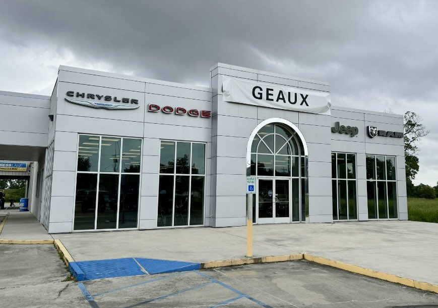 Today we added ANOTHER new Dealership to our group—Geaux Chrysler Dodge Jeep Ram in Plaquemine, Louisiana!  

As always we are here to help you with EVERY brand our Dealerships represent!  

#expressyourself
#Expressfamily
#HometownDealer