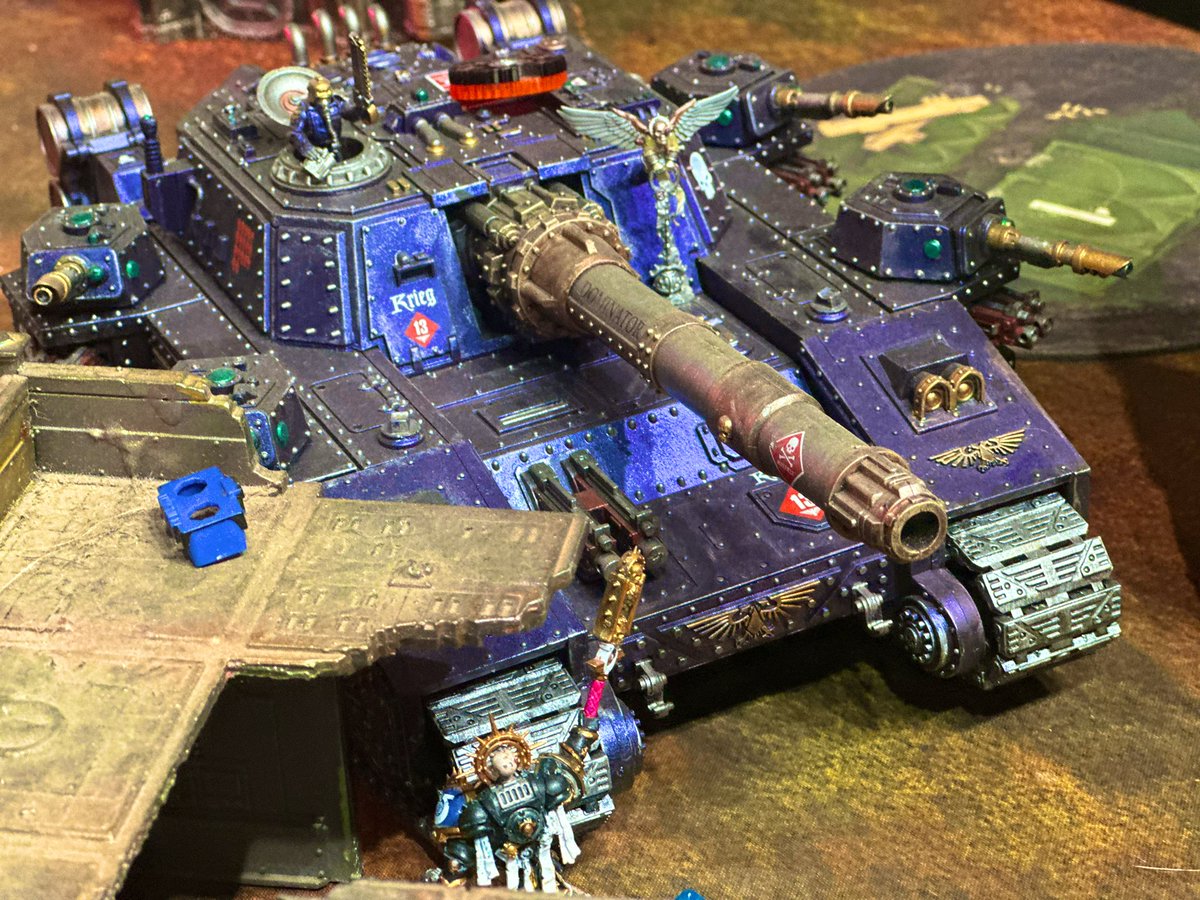 WAPhammer16's tweet photo. This blasphemous Ultramarines slaplain living is what cost me the game yesterday ☠️ @Joshduf12 #warhammer40k #warhammer40000 #warhammer #ultramarines #imperialguard #shadowsword https://t.co/7jUL2f1ZE2