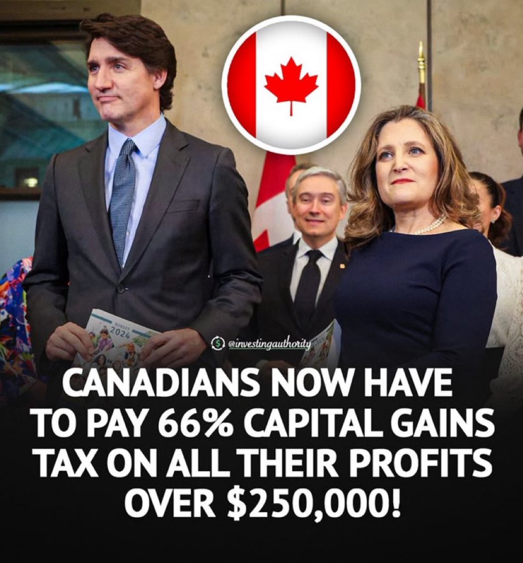 BREAKING: #Canada increases capital gains tax to 66%! If you allow yourself to be taken advantage of… the government will make sure to take everything you’ve got.